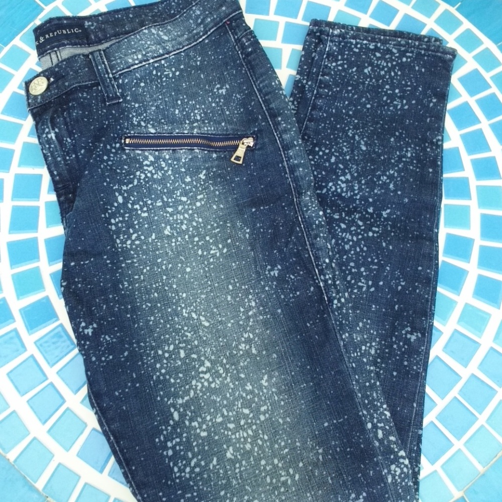 Rock & Republic bleach splatter skinny jeans 10